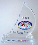 Clear spinnaker trophy that can be laser engraved and color-filled or silk screened with your text and logo